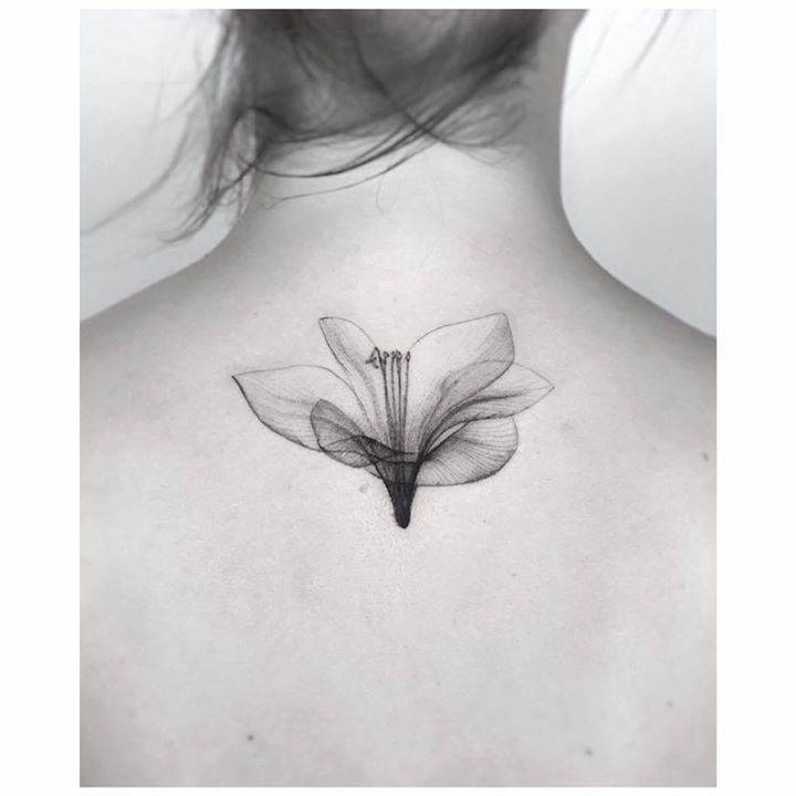 Xray lilly flower tattoo, original photo by Nick