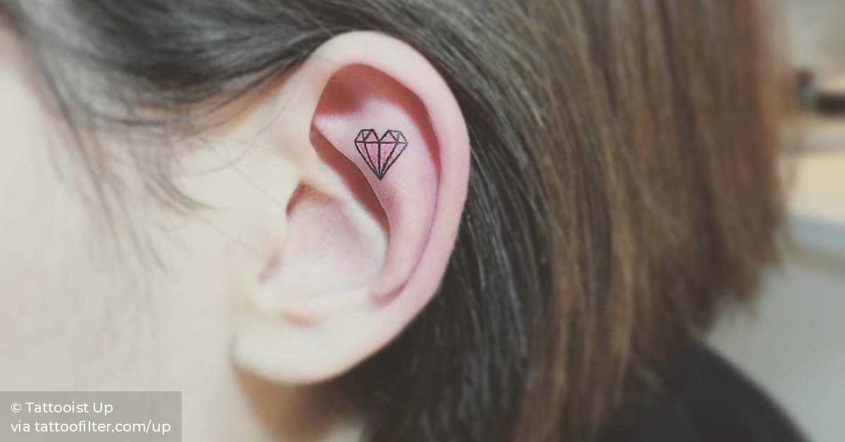 Tiny Diamond Tattoo On The Left Ear. 628_x_1200_jpg