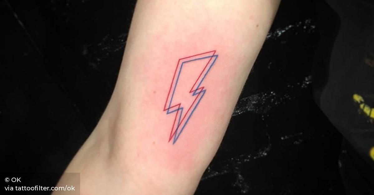 David Bowie's bolt anaglyph tattoo on the right inner