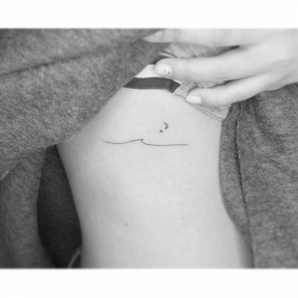 Wave, Star And Moon - Minimalist Tattoo 1000_x_1000_jpg