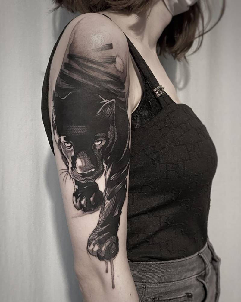 Black Panther Tattoo In Sketch Work 1000_x_800_jpg
