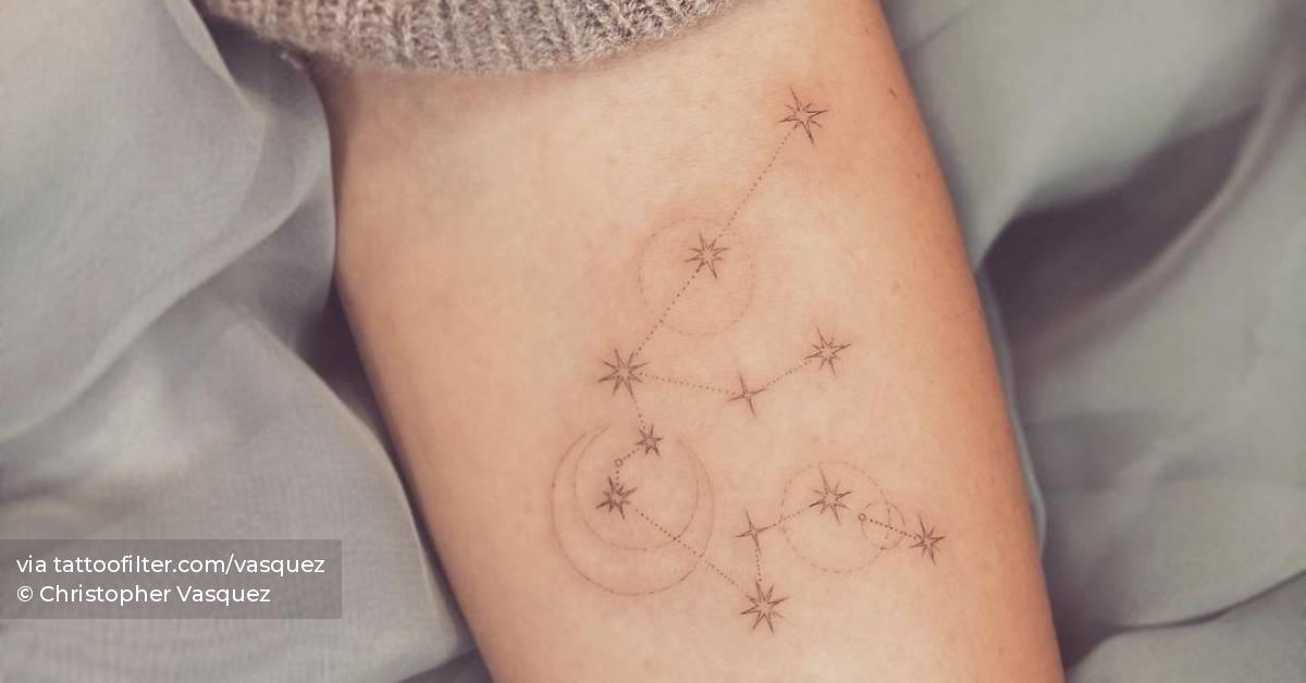 Fine line aquarius constellation tattoo