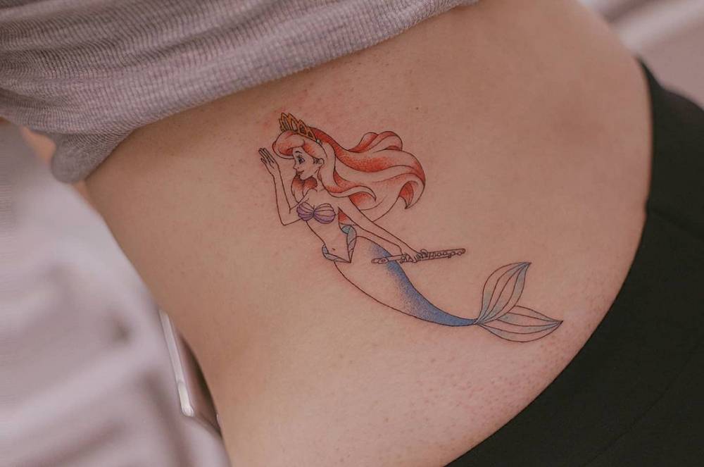 Ariel - The Little Mermaid Tattoo On The Lower Back 663_x_1000_jpg