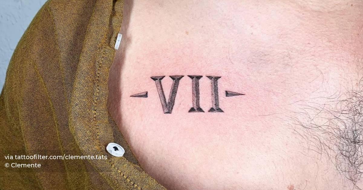 Vii" Roman Numerals Tattoo On The Chest 628_x_1200_jpg