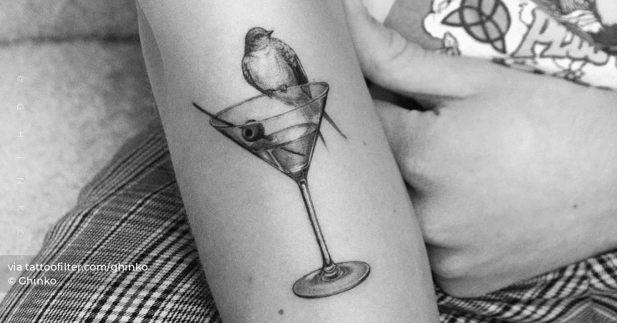 Dirty Martini tattoo on Owen Joyner's forearm