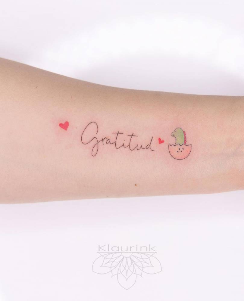 Gratitud" And Little Dinosaur Egg Tattoo On The Inner 1000_x_810_jpg