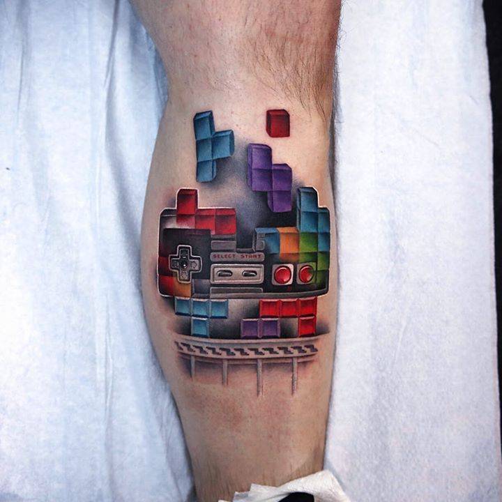Tetris tattoo I did a couple days ago. Thanks James for