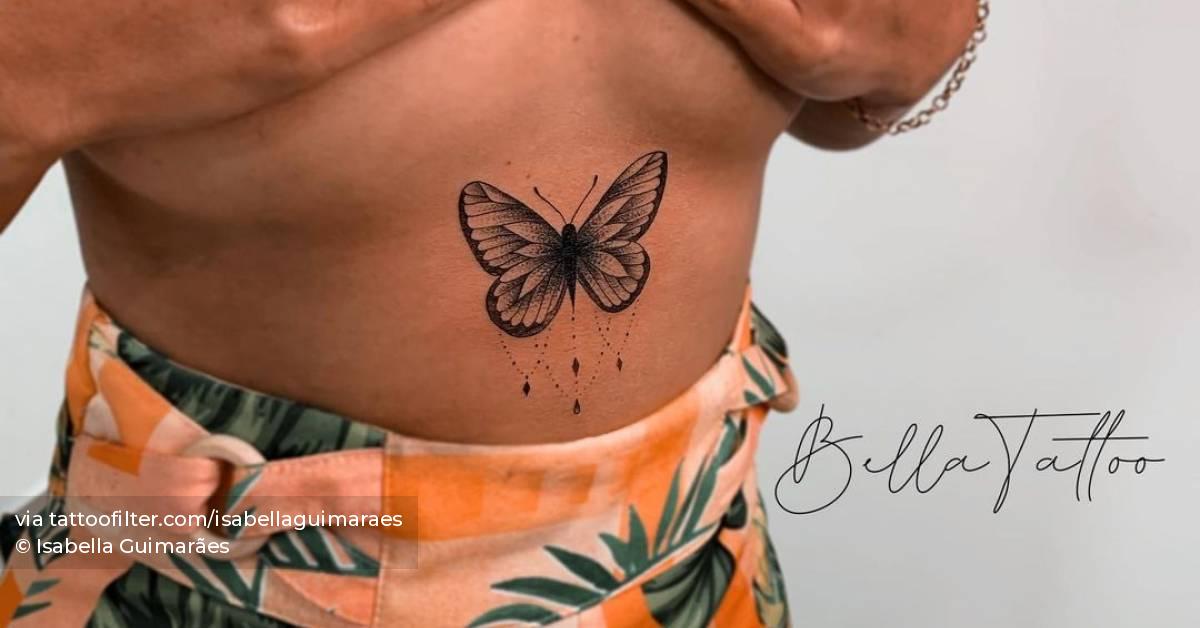 Butterfly tattoo on the stomach.