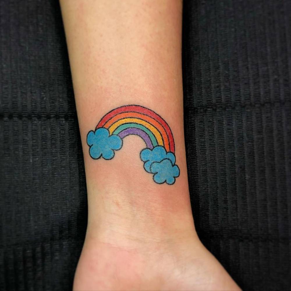 Hand Poked Rainbow Tattoo On The Wrist. 1000_x_1000_jpg