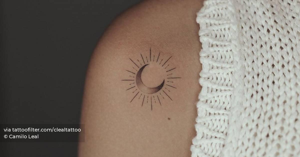 Minimalist Sun And Moon Tattoo On The Shoulder. 628_x_1200_jpg