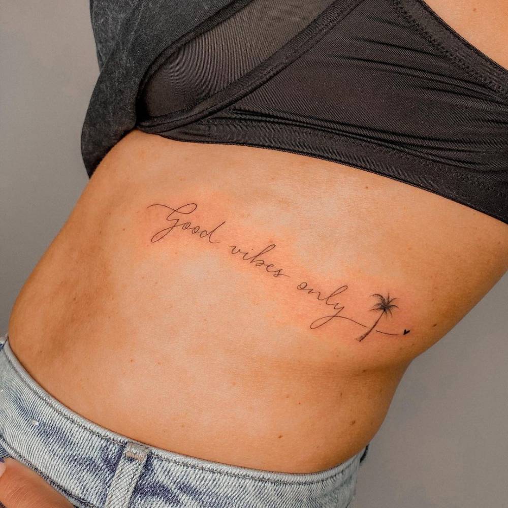 Good Vibes Only" Lettering Tattoo On The Rib. 1000_x_1000_jpg