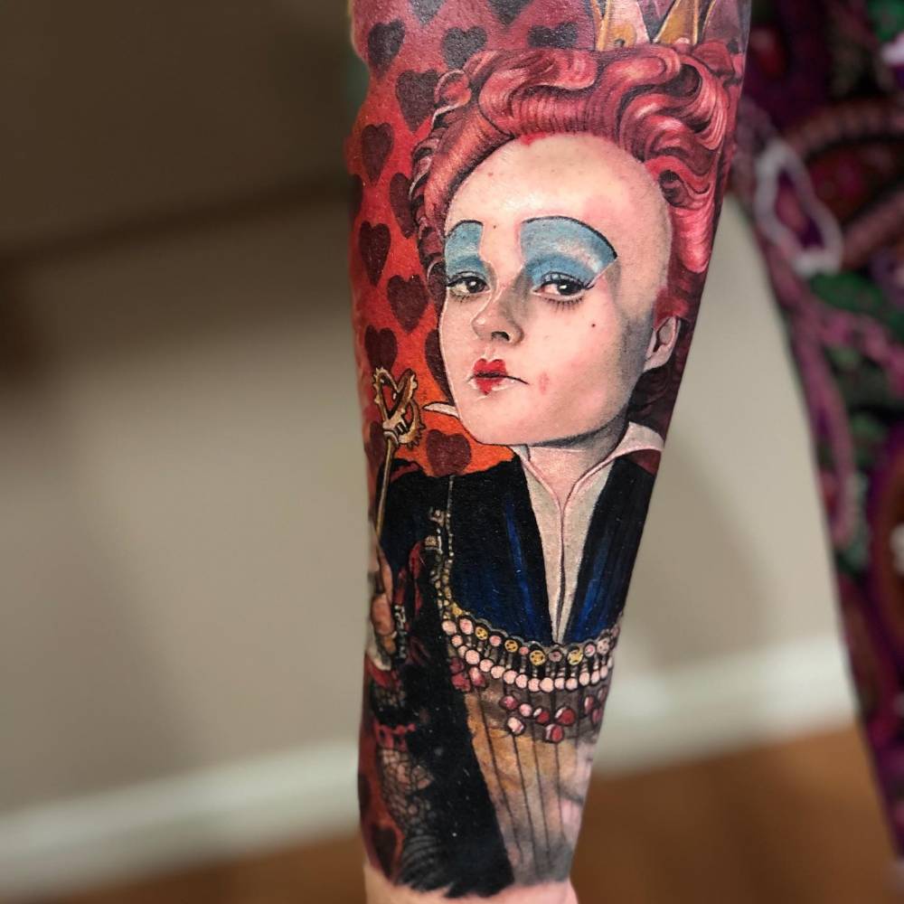 Tim Burton's Red Queen Realistic Portrait Tattoo Done 1000_x_1000_jpg