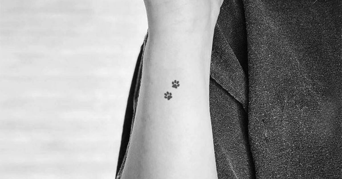 Minimalist dog paw couple temporary tattoo, get it here
