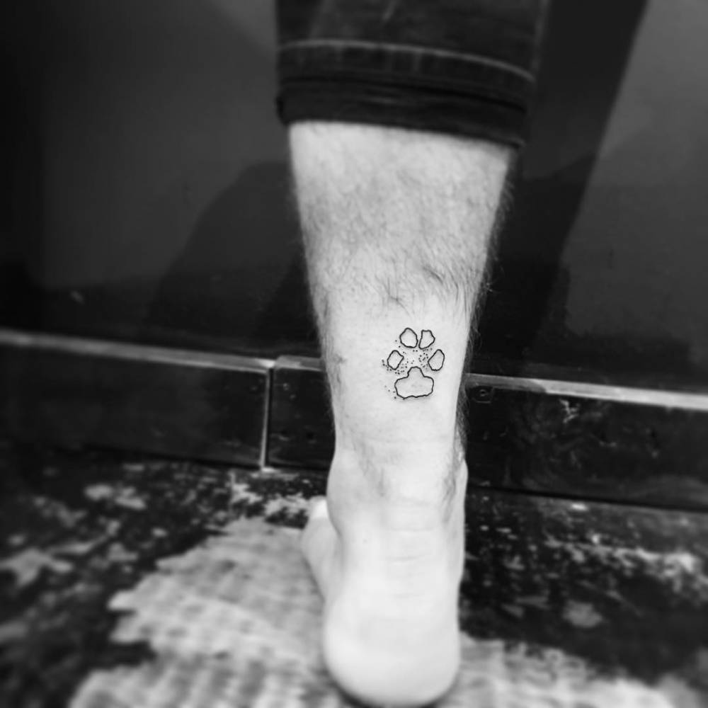 Dog Paw Print Tattoo On Ankle