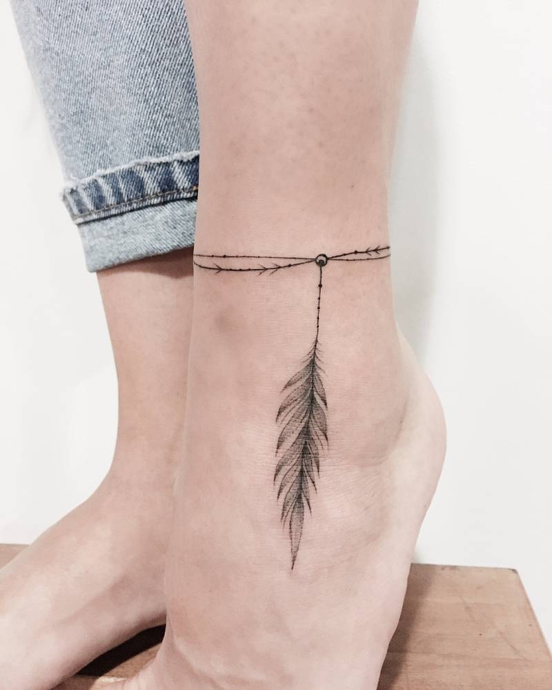 Discover 62+ feather ankle bracelet tattoo best ceg.edu.vn