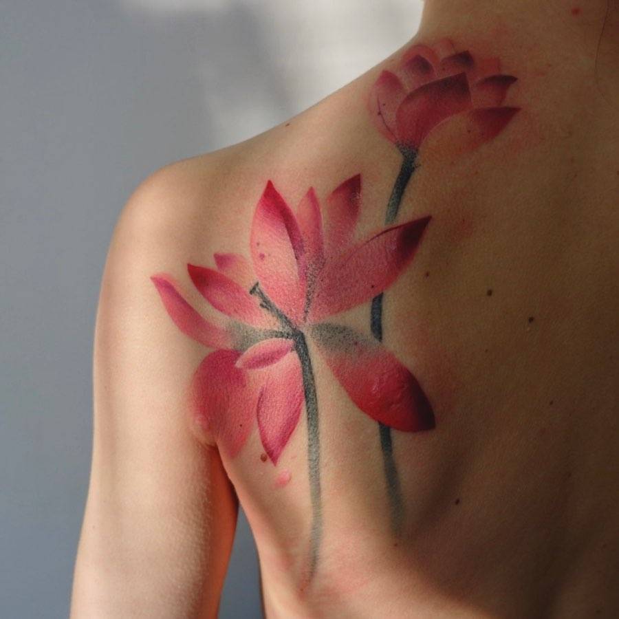 Lotus Flower Tattoo Shoulder Blade