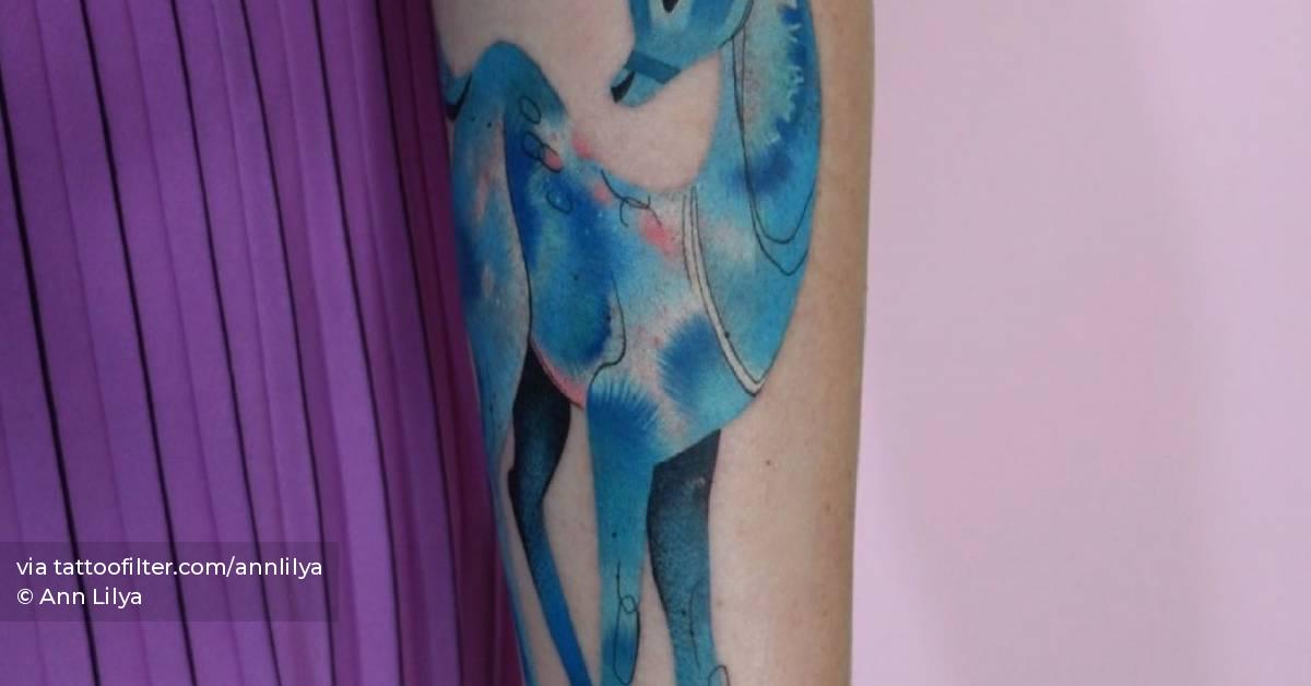 Fawn tattoo located on the inner forearm, done in