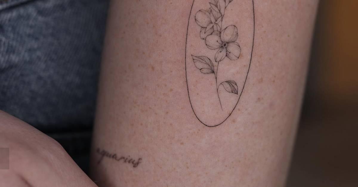 Veronica flower tattoo located on the forearm,