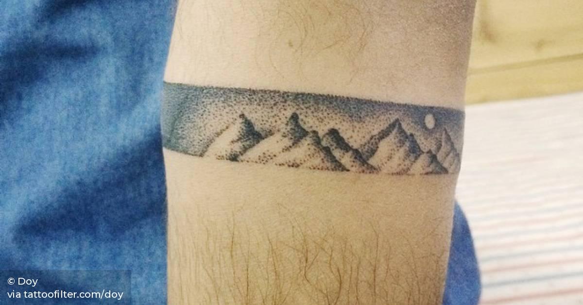 Dotwork style mountain armband.