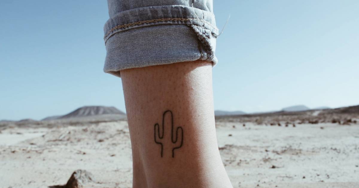 Cactus Tattoo On The Right Ankle. 628_x_1200_jpg