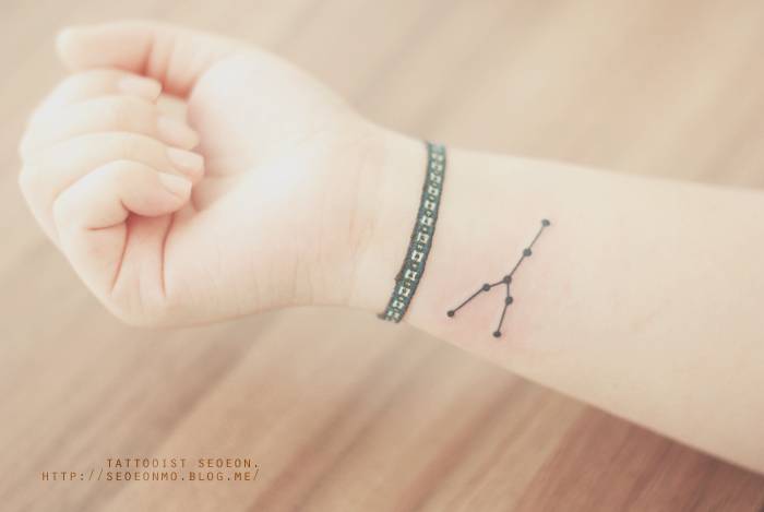 Taurus Constellation Tattoo On The Right Inner Wrist. 469_x_700_jpg