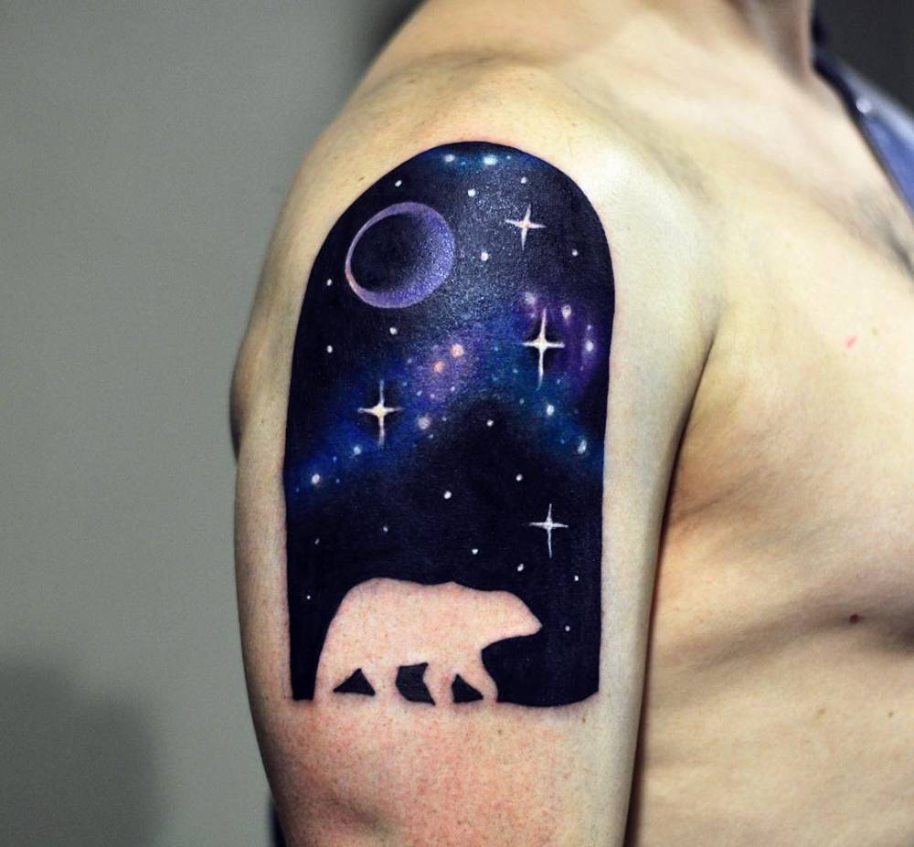 Polar Bear At Night Tattoo On The Right Upper Arm. 927_x_1000_jpg
