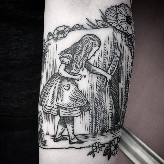 Alice In Wonderland Inspired Tattoo On The Left Inner 640_x_640_jpg