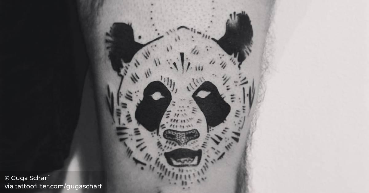 Illustrative Panda Bear Tattoo On The Left Thigh. 628_x_1200_jpg