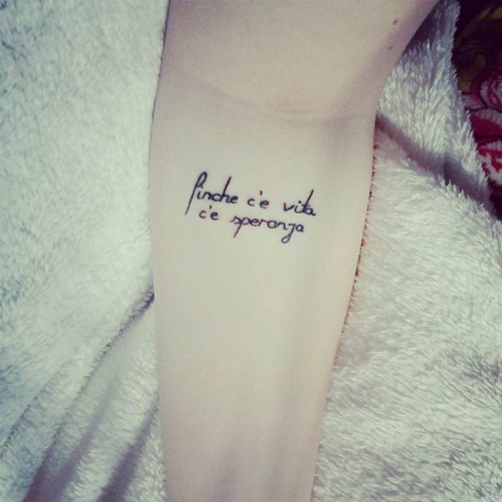 Inner Forearm Tattoo Saying "Finché C'è Vita C'è 1000_x_1000_jpg