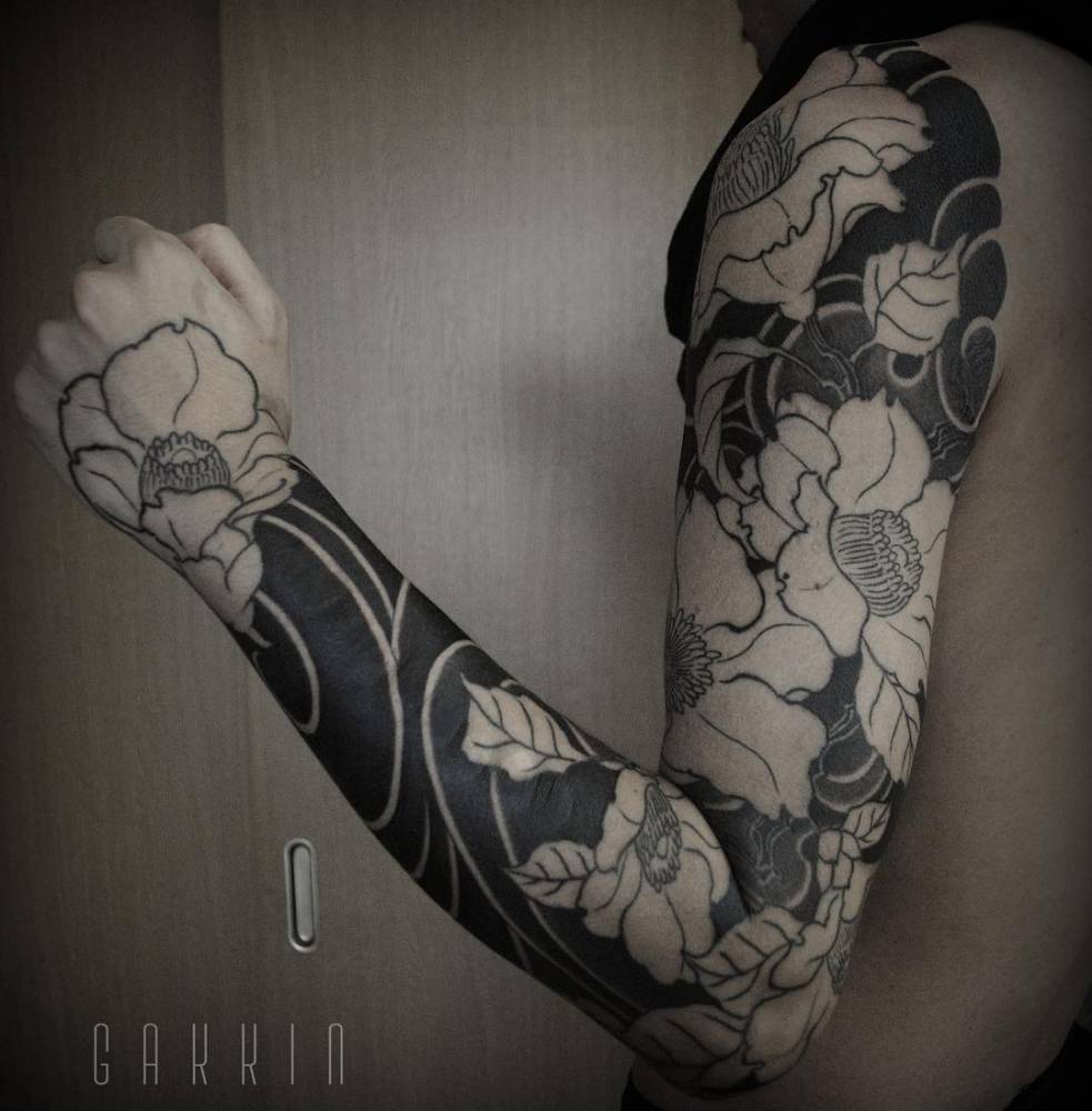 Japanese/blackwork style sleeve, done freehand.