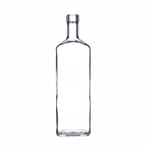 China 750 ml Clear Glass Flat Liquor Bottle factory and manufacturers