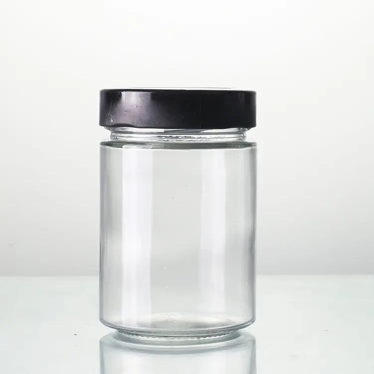 China factory low price Honey Glass Jar And Lid 375ml clear deep
