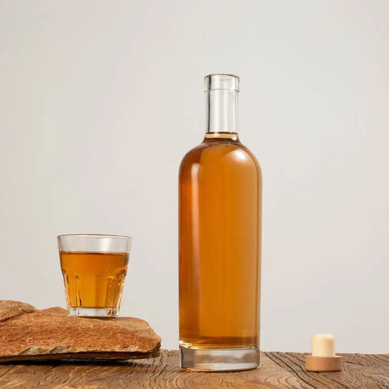 China 750ml Flat Philly Tequila Alcohol Glass Bottle with Bar Top Cork