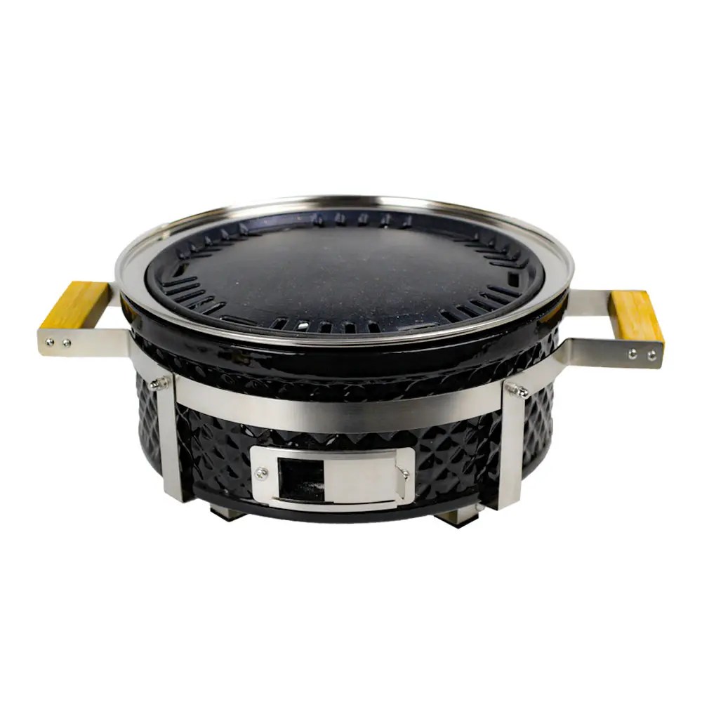Hibachi Grill Round Ceramic Japanese Mini Charcoal Grill Tabletop BBQ