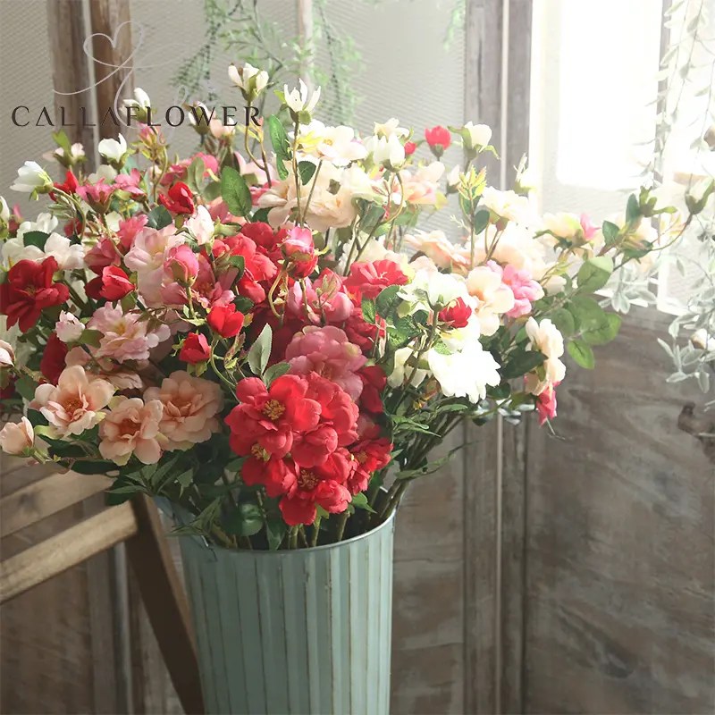 Wholesale MW15188 Cheap Artificial Plastic Flower Single Rose Mix Color
