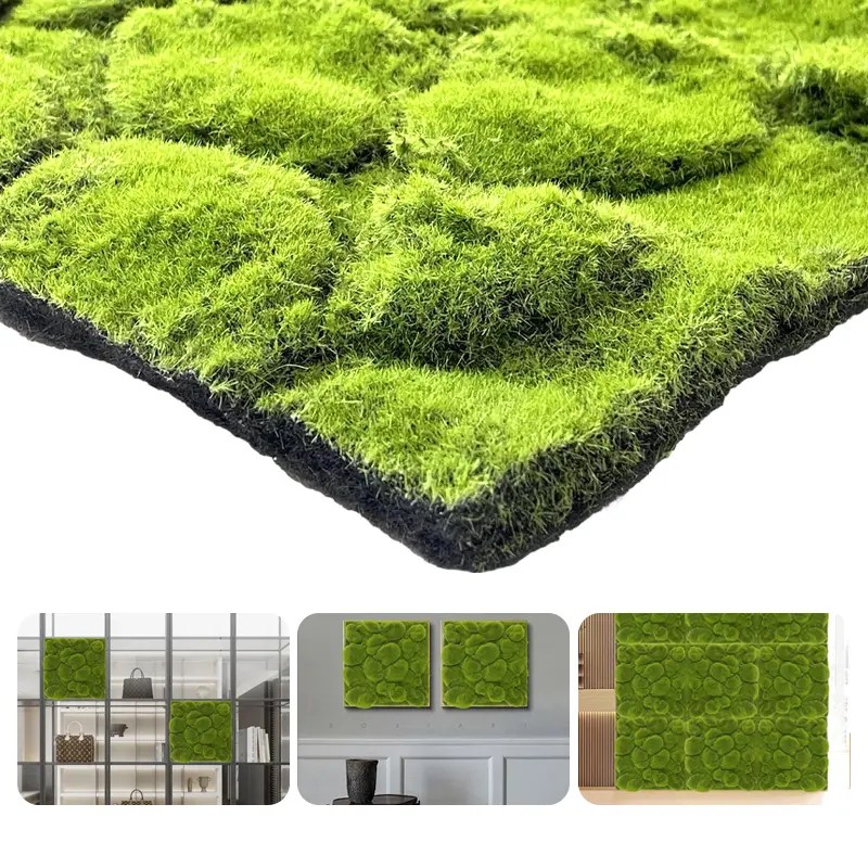 Wholesale wholesale fake moss wall art sphagnum plant Preserved artificial moss wall panel green