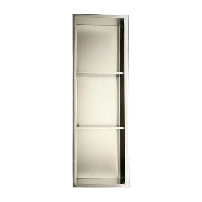 China Hot Sales Easy Installation Shelf Triple Recessed Stainless Steel Shower Shelf in Wall