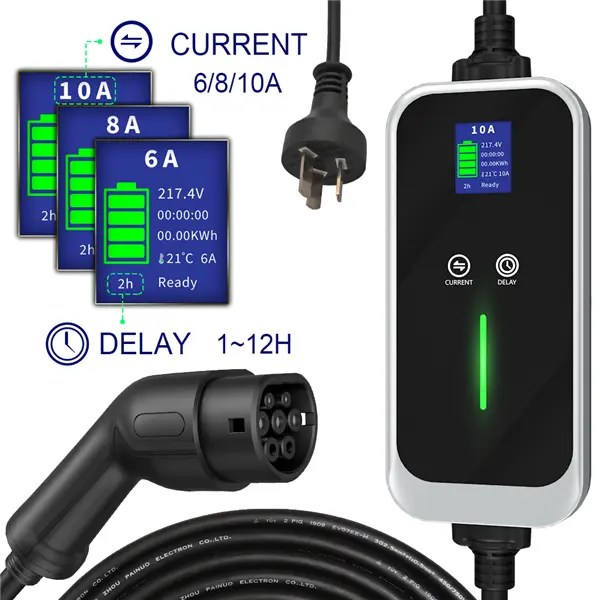 Level 2 EV Charger Type 2 6A 8A 10A AU/NZ Plug Portable Electric