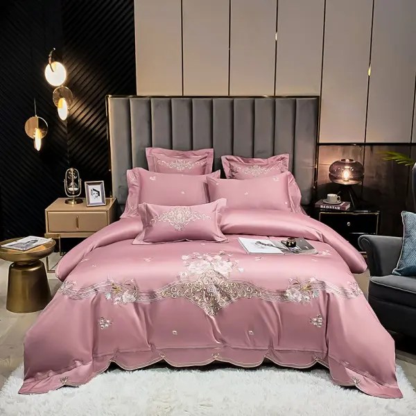 China Luxury Embroidery 60S 400TC 100 Cotton Tencel Bedding Sets