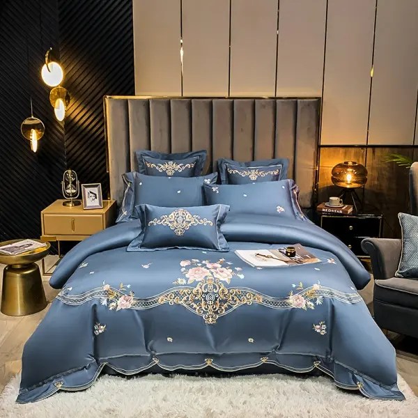 China Luxury Embroidery 60S 400TC 100 Cotton Tencel Bedding Sets