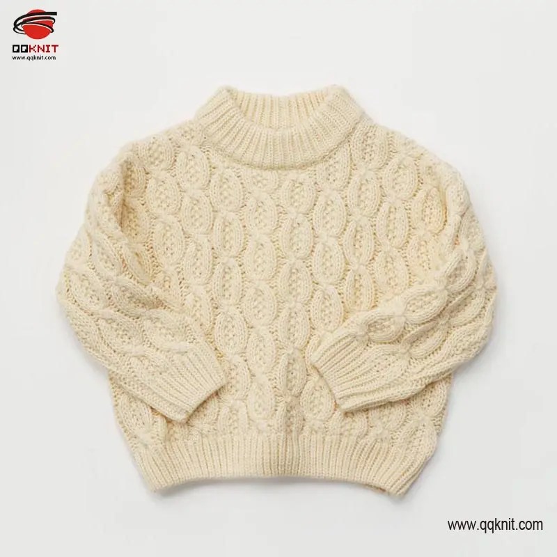 China Handmade baby sweaters wool kids knitted pullover for saleQQKNIT