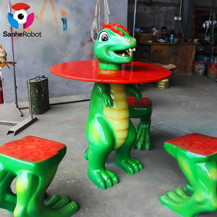 Wholesale Decorative cartoon characters fiberglass dinosaur table and