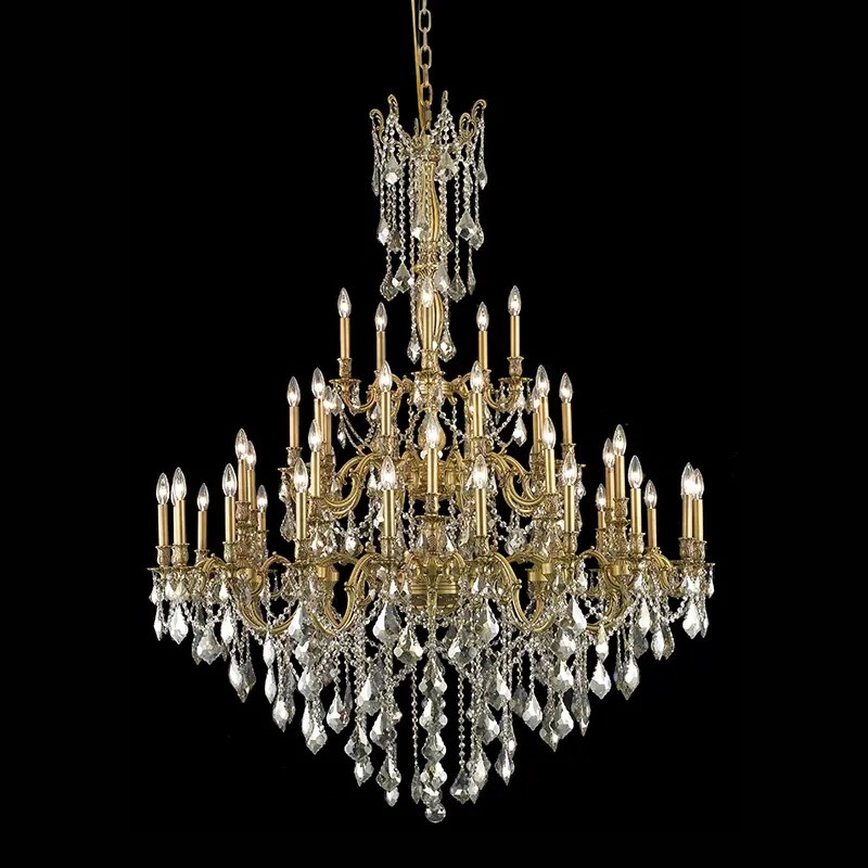 Custom 45 Light 3 Tier Brass Chandelier 54 Inch Crystal Chandelier for