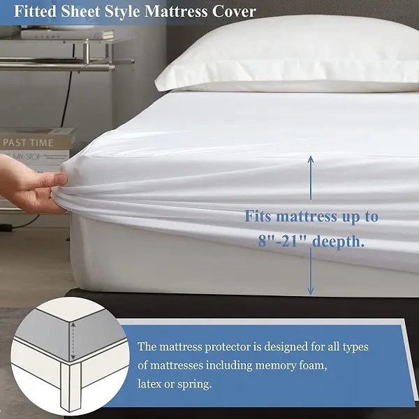 Wholesale Queen Size 100 Waterproof Mattress Protector Cotton Terry Top Mattress Cover Fitted 8