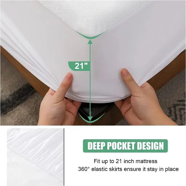 Wholesale Queen Size Waterproof Mattress Cover with 21″ Deep Pocket