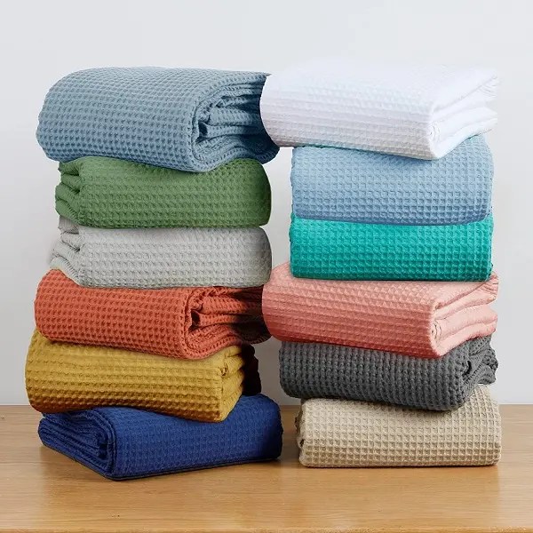 Wholesale 100 Cotton Waffle Weave Blanket Queen Size Washed Warm Soft