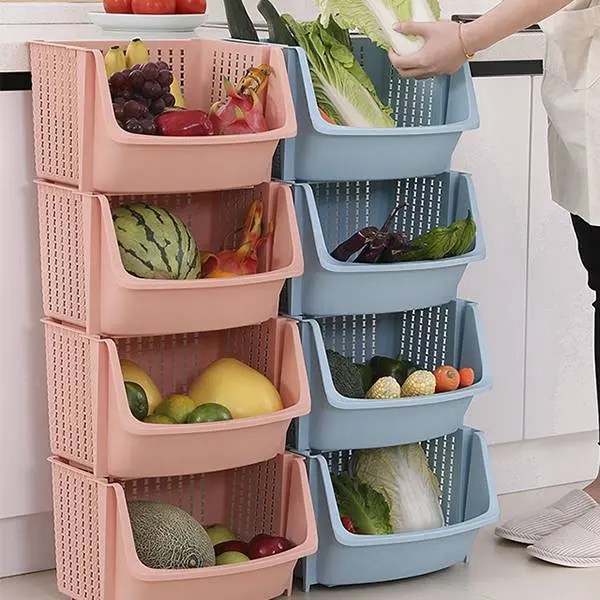 Stackable Plastic Kitchen Storage Shelf Fruit Vegetable Storage Rack Sellers Union