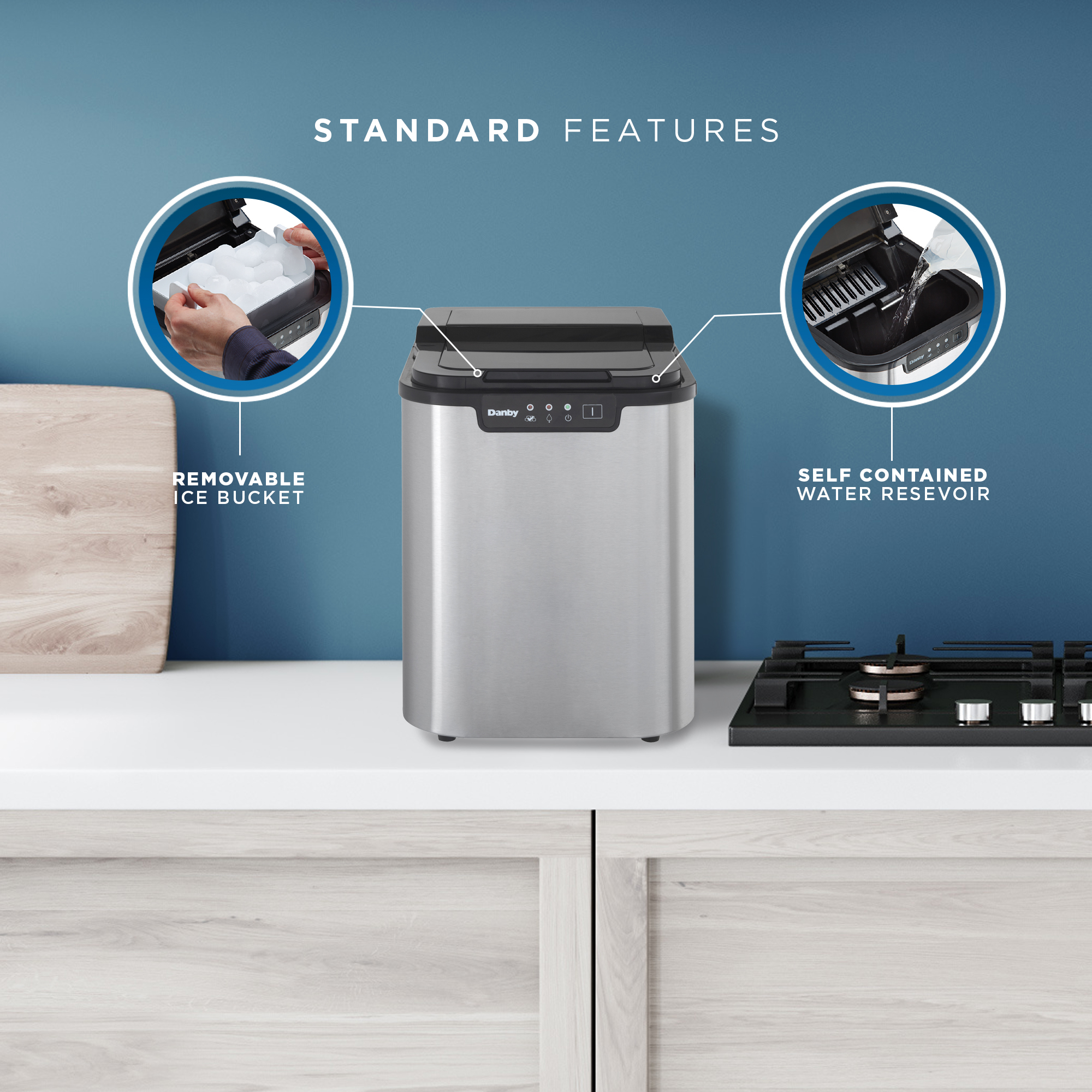 Danby 2 lbs. Countertop Ice Maker in Stainless Steel DIM2500SSDB