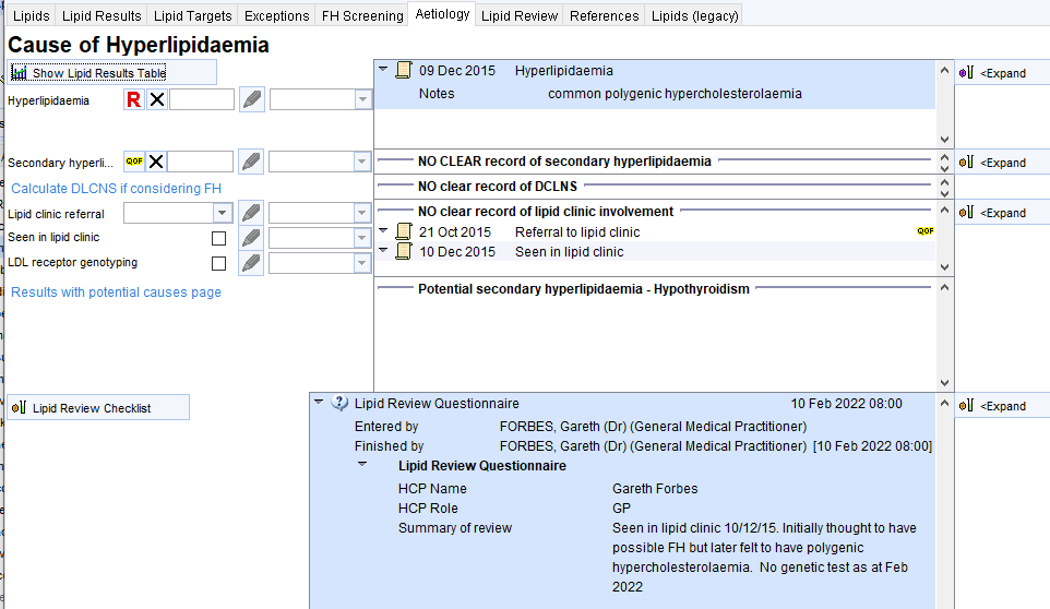 Aetiology of Abnormal Lipids Clinical Digital Resource Collaborative
