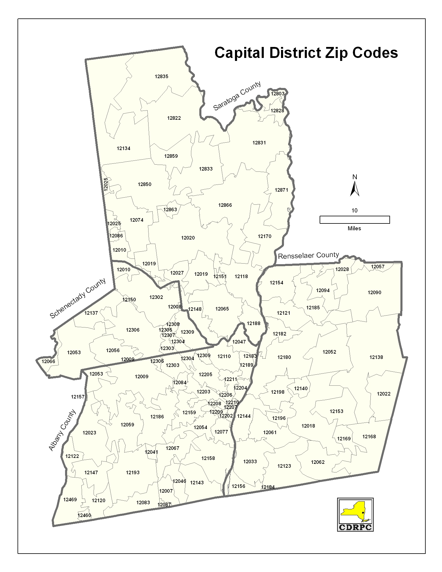 Capital District Zip Code Map - CDRPC